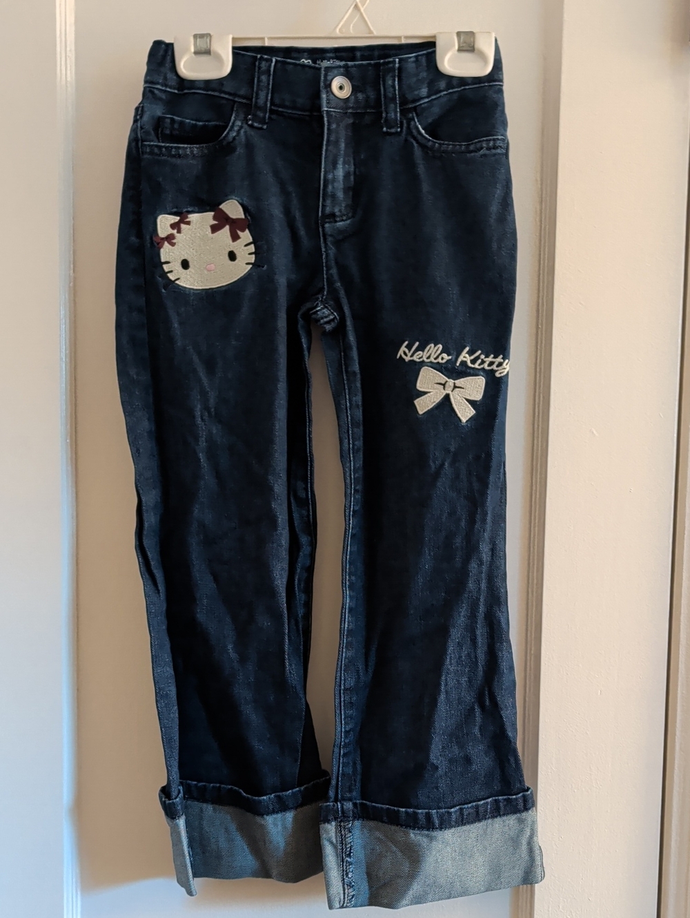 The Children's Place Hello Kitty Navy Flare Jeans with Embroidered Girls Size 6